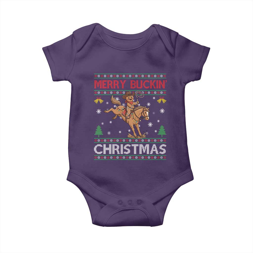 Funny Gingerbread Man Horse Rider Baby Onesie Merry Buckin Christmas Gift - Wonder Print Shop