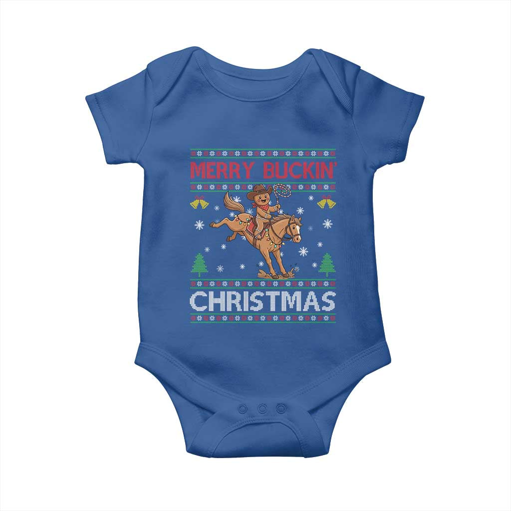 Funny Gingerbread Man Horse Rider Baby Onesie Merry Buckin Christmas Gift - Wonder Print Shop