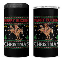 Funny Gingerbread Man Horse Rider 4 in 1 Can Cooler Tumbler Merry Buckin Christmas Gift - Wonder Print Shop