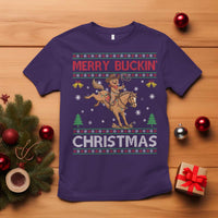 Funny Gingerbread Man Horse Rider T Shirt Merry Buckin Christmas Gift - Wonder Print Shop
