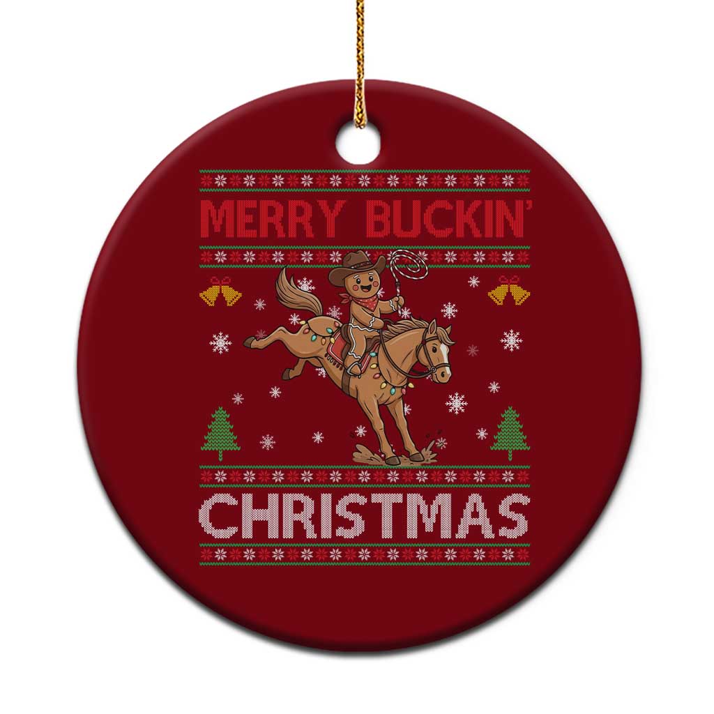 Funny Gingerbread Man Horse Rider Ceramic Ornament Merry Buckin Christmas Gift - Wonder Print Shop