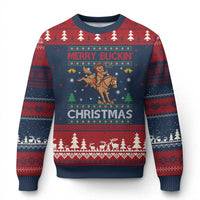 Funny Gingerbread Man Horse Rider Ugly Christmas Sweater Merry Buckin Xmas Gift - Wonder Print Shop