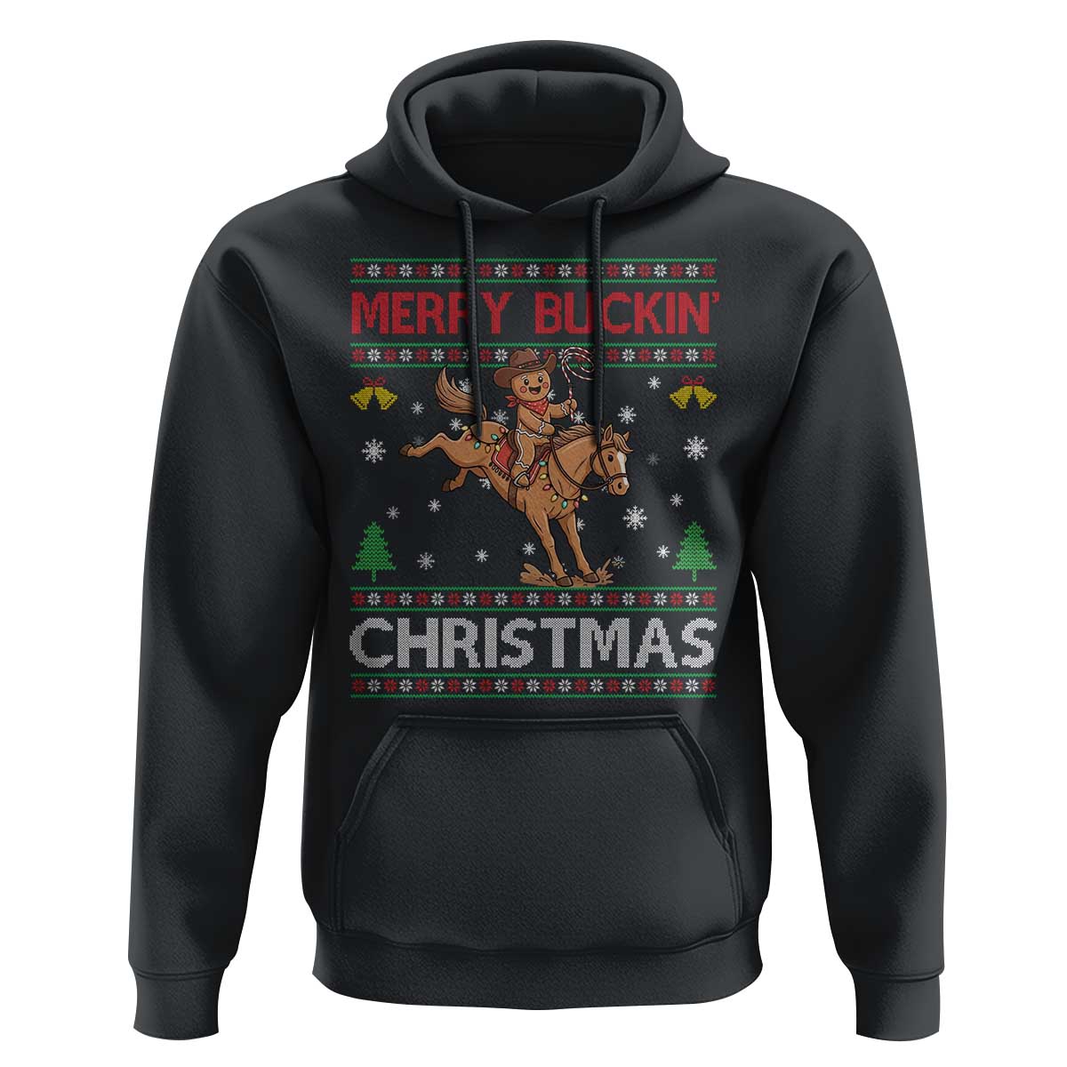 Funny Gingerbread Man Horse Rider Hoodie Merry Buckin Christmas Gift - Wonder Print Shop