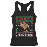 Funny Gingerbread Man Horse Rider Racerback Tank Top Merry Buckin Christmas Gift - Wonder Print Shop