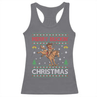 Funny Gingerbread Man Horse Rider Racerback Tank Top Merry Buckin Christmas Gift - Wonder Print Shop