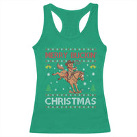 Funny Gingerbread Man Horse Rider Racerback Tank Top Merry Buckin Christmas Gift - Wonder Print Shop
