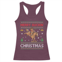 Funny Gingerbread Man Horse Rider Racerback Tank Top Merry Buckin Christmas Gift - Wonder Print Shop