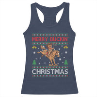 Funny Gingerbread Man Horse Rider Racerback Tank Top Merry Buckin Christmas Gift - Wonder Print Shop