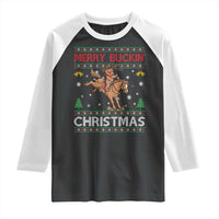 Funny Gingerbread Man Horse Rider Raglan Shirt Merry Buckin Christmas Gift - Wonder Print Shop