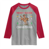 Funny Gingerbread Man Horse Rider Raglan Shirt Merry Buckin Christmas Gift - Wonder Print Shop