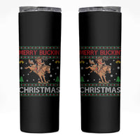 Funny Gingerbread Man Horse Rider Skinny Tumbler Merry Buckin Christmas Gift - Wonder Print Shop
