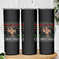 Funny Gingerbread Man Horse Rider Skinny Tumbler Merry Buckin Christmas Gift - Wonder Print Shop