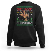 Funny Gingerbread Man Horse Rider Sweatshirt Merry Buckin Christmas Gift - Wonder Print Shop