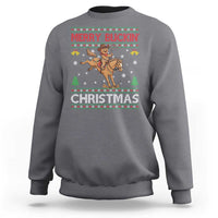 Funny Gingerbread Man Horse Rider Sweatshirt Merry Buckin Christmas Gift - Wonder Print Shop