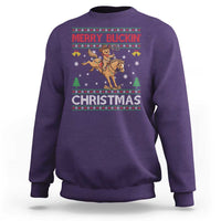 Funny Gingerbread Man Horse Rider Sweatshirt Merry Buckin Christmas Gift - Wonder Print Shop