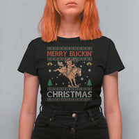 Funny Gingerbread Man Horse Rider T Shirt For Women Merry Buckin Christmas Gift - Wonder Print Shop