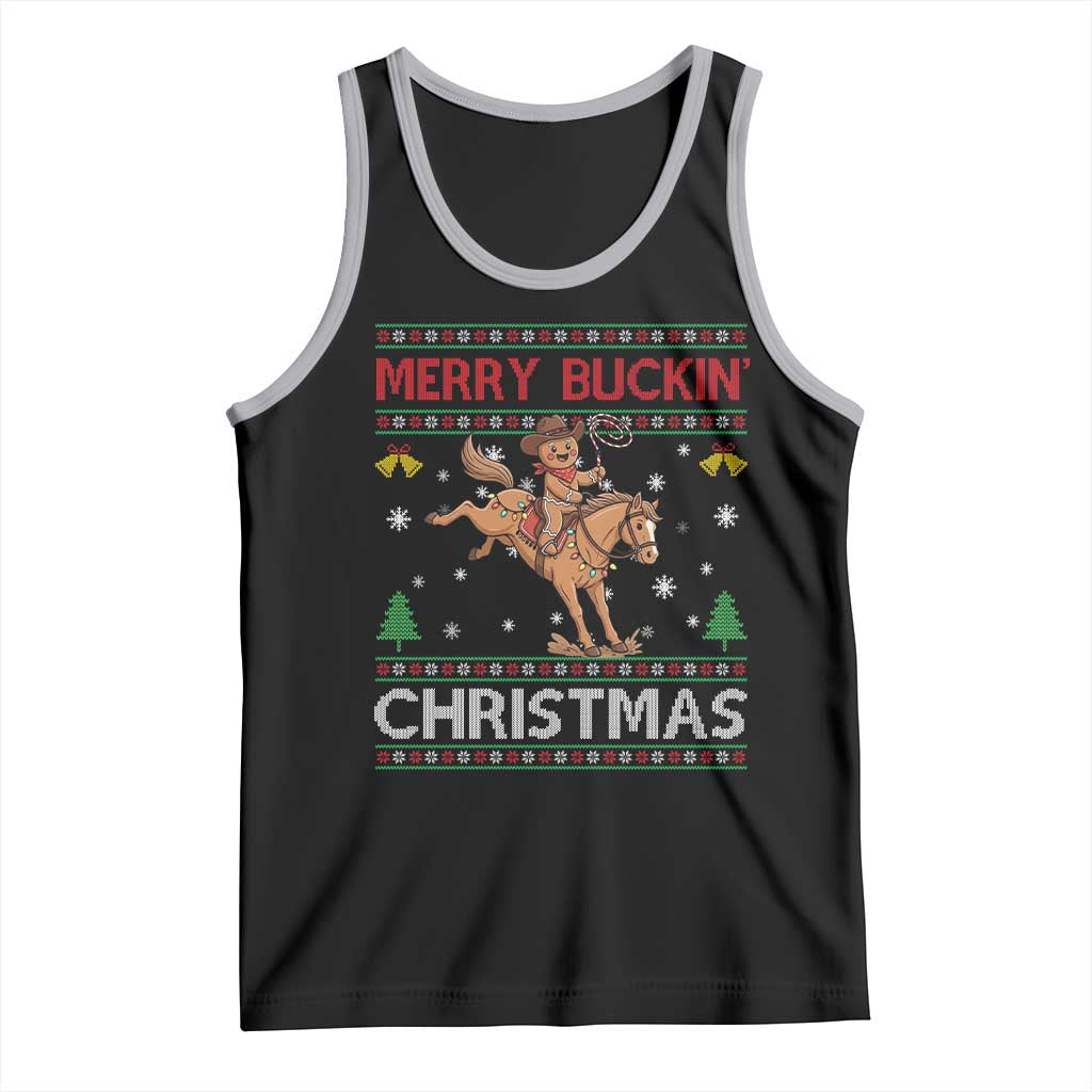 Funny Gingerbread Man Horse Rider Tank Top Merry Buckin Christmas Gift - Wonder Print Shop