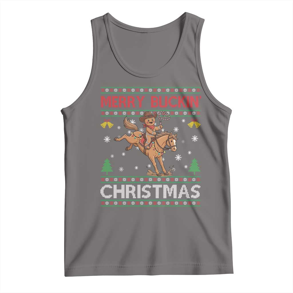 Funny Gingerbread Man Horse Rider Tank Top Merry Buckin Christmas Gift - Wonder Print Shop