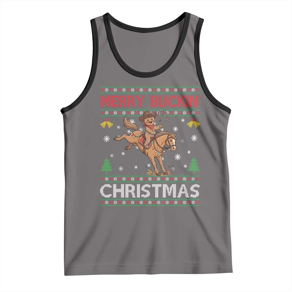 Funny Gingerbread Man Horse Rider Tank Top Merry Buckin Christmas Gift - Wonder Print Shop