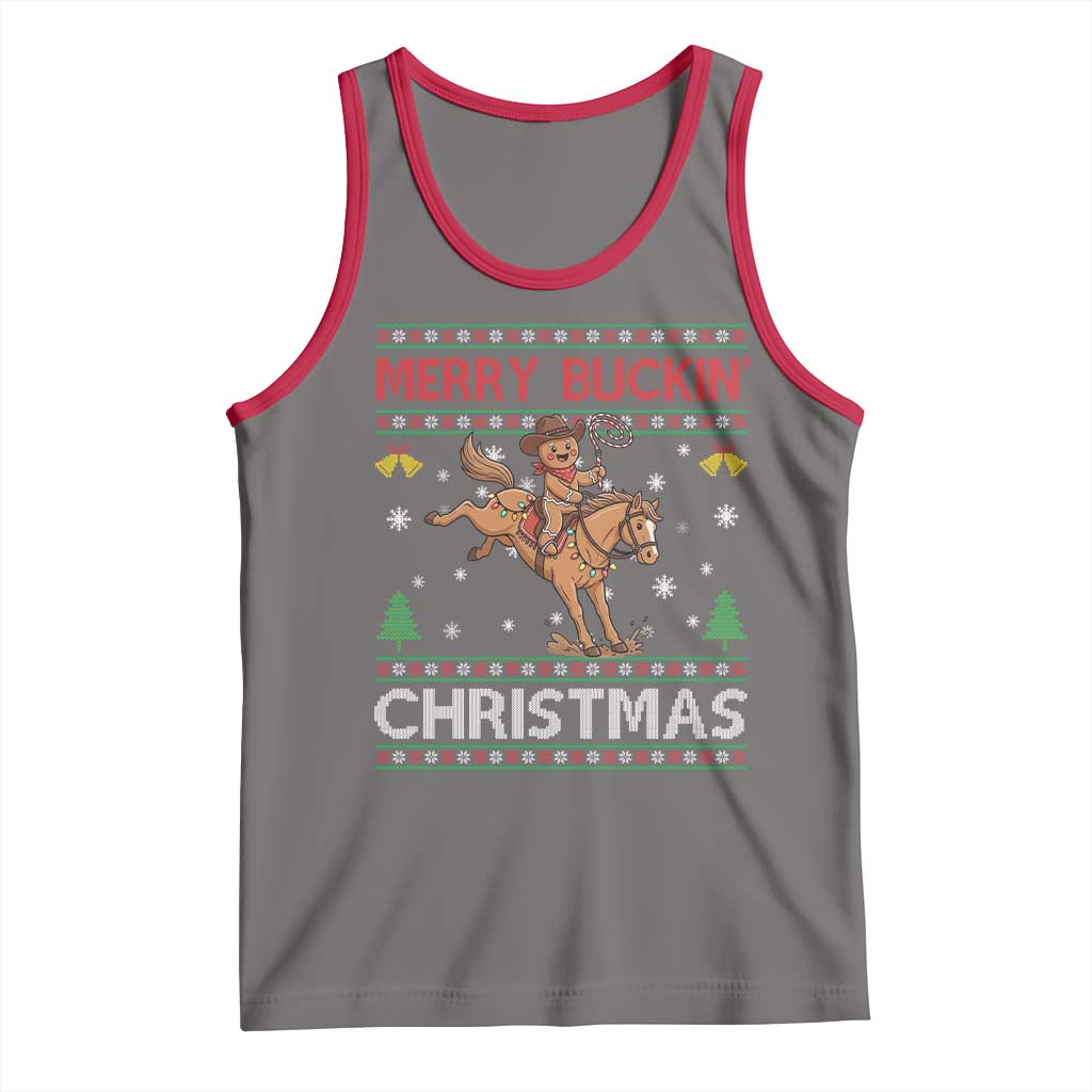 Funny Gingerbread Man Horse Rider Tank Top Merry Buckin Christmas Gift - Wonder Print Shop
