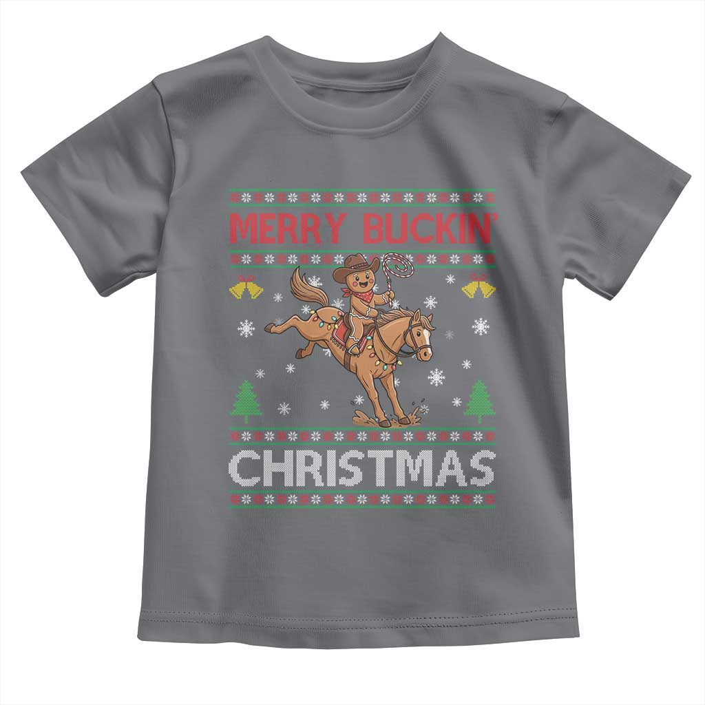 Funny Gingerbread Man Horse Rider Toddler T Shirt Merry Buckin Christmas Gift - Wonder Print Shop