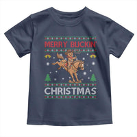 Funny Gingerbread Man Horse Rider Toddler T Shirt Merry Buckin Christmas Gift - Wonder Print Shop