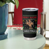 Funny Gingerbread Man Horse Rider Tumbler Cup Merry Buckin Christmas Gift - Wonder Print Shop