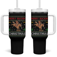 Funny Gingerbread Man Horse Rider Tumbler With Handle Merry Buckin Christmas Gift - Wonder Print Shop