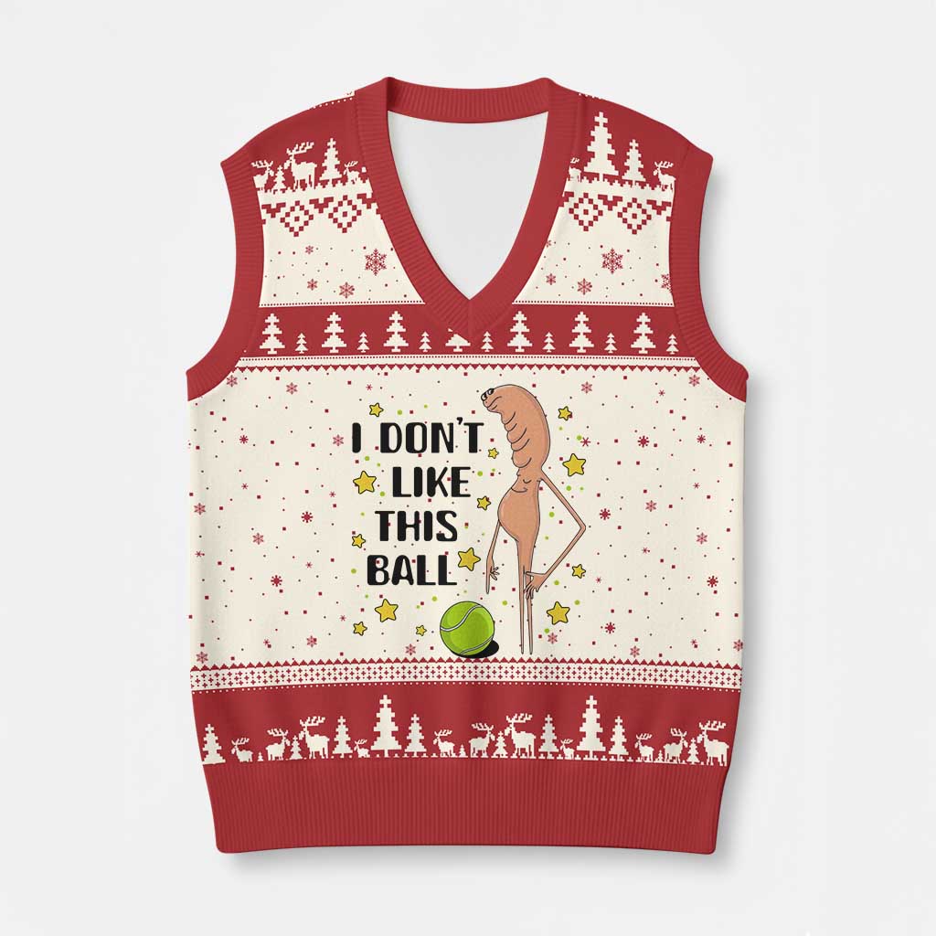 Funny Marcus The Worm Tennis Lover V-Neck Knit Sweater Vest I Do Not Like This Ball - Wonder Print Shop