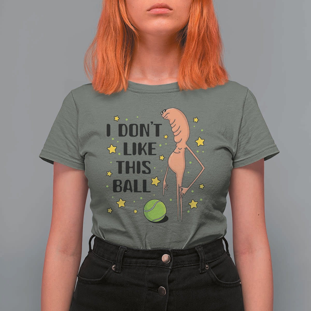 Funny Marcus The Worm Tennis Lover T Shirt For Women I Do Not Like This Ball - Wonder Print Shop