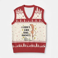 Funny Marcus The Worm Tennis Lover V-Neck Knit Sweater Vest I Do Not Like This Racket - Wonder Print Shop