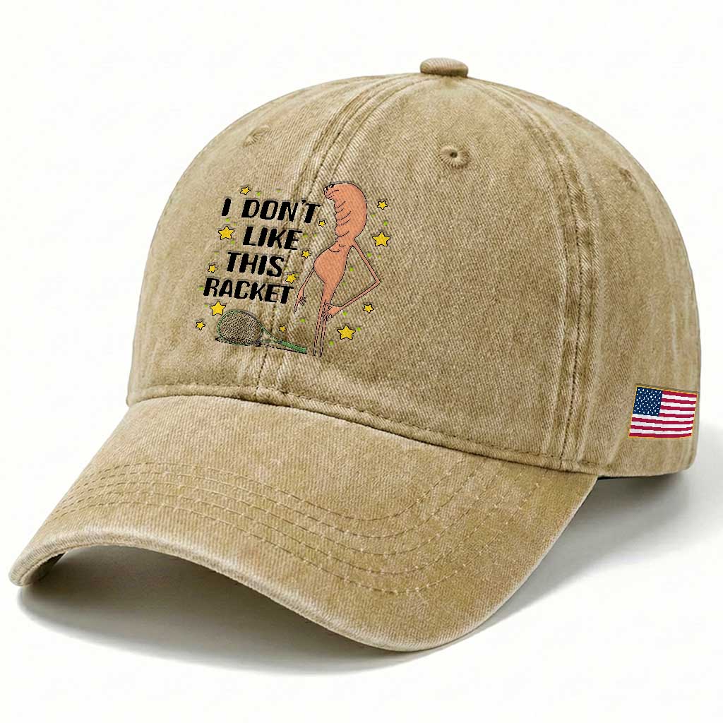 Funny Marcus The Worm Tennis Lover Washed Cotton Baseball Cap I Do Not Like This Racket