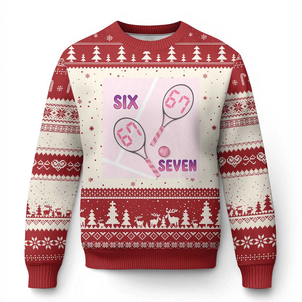 Funny Six Seven Tennis Meme Ugly Christmas Sweater Valentine For Women - Wonder Print Shop