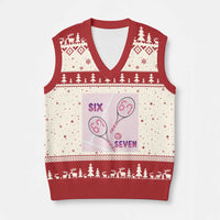 Funny Six Seven Tennis Meme V-Neck Knit Sweater Vest Valentine For Women - Wonder Print Shop