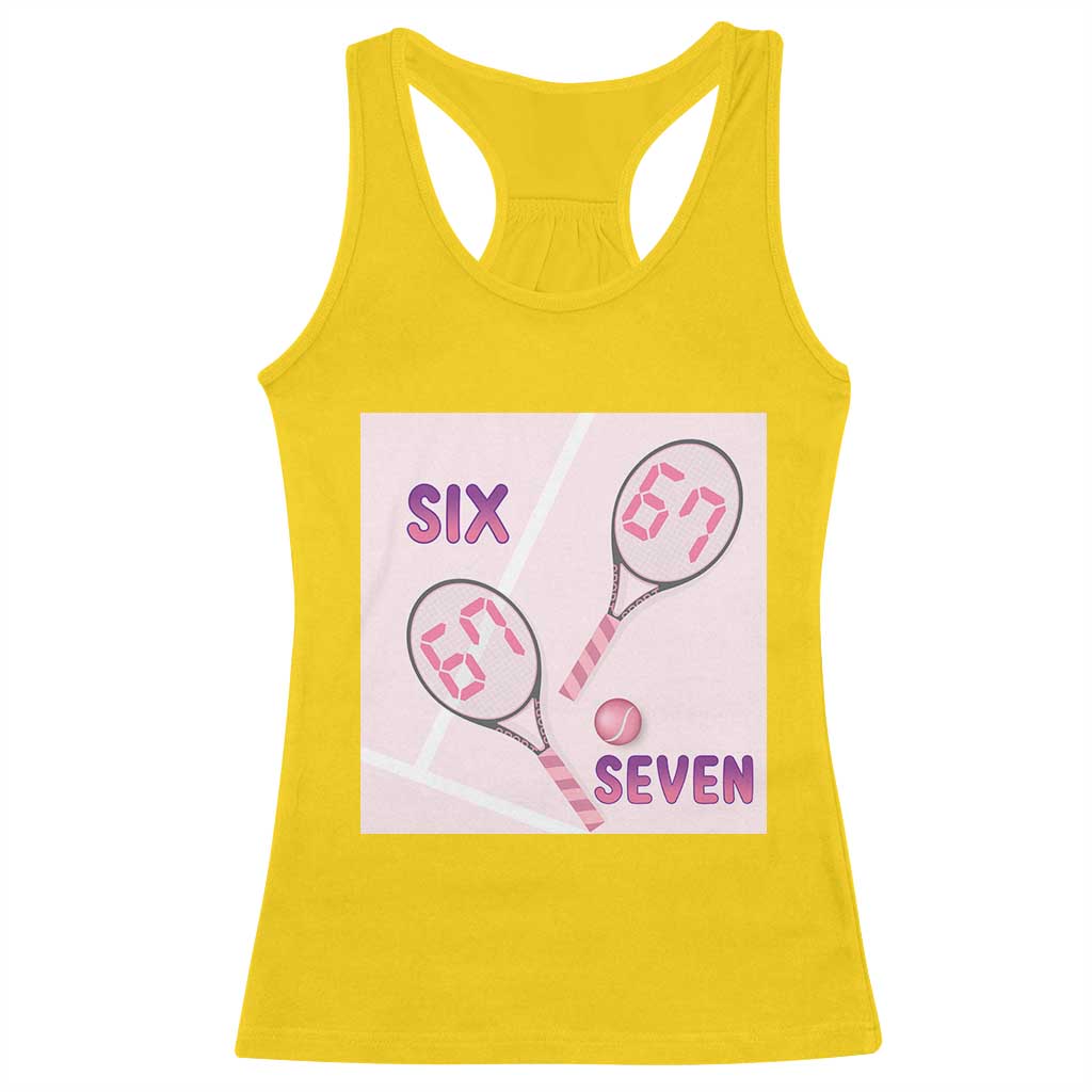 Funny Six Seven Tennis Meme Racerback Tank Top Valentine For Women - Wonder Print Shop
