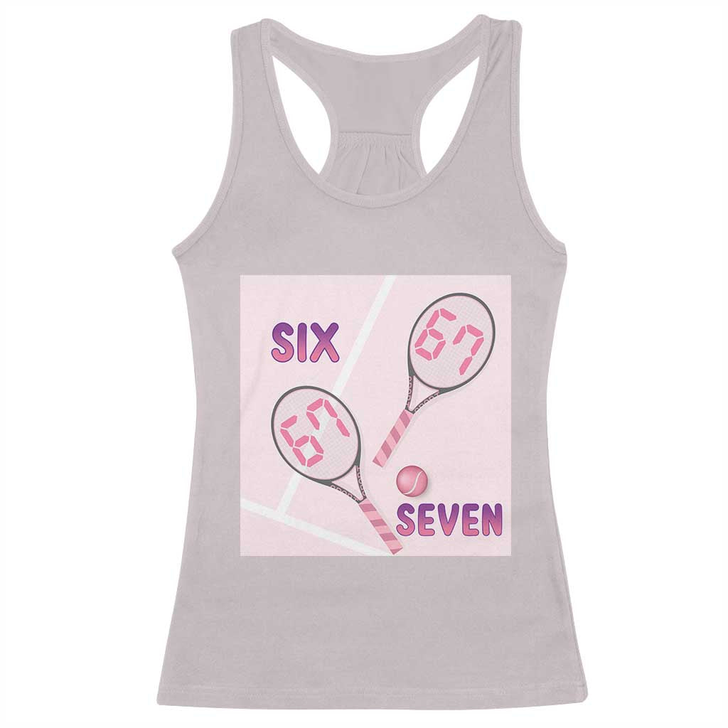 Funny Six Seven Tennis Meme Racerback Tank Top Valentine For Women - Wonder Print Shop