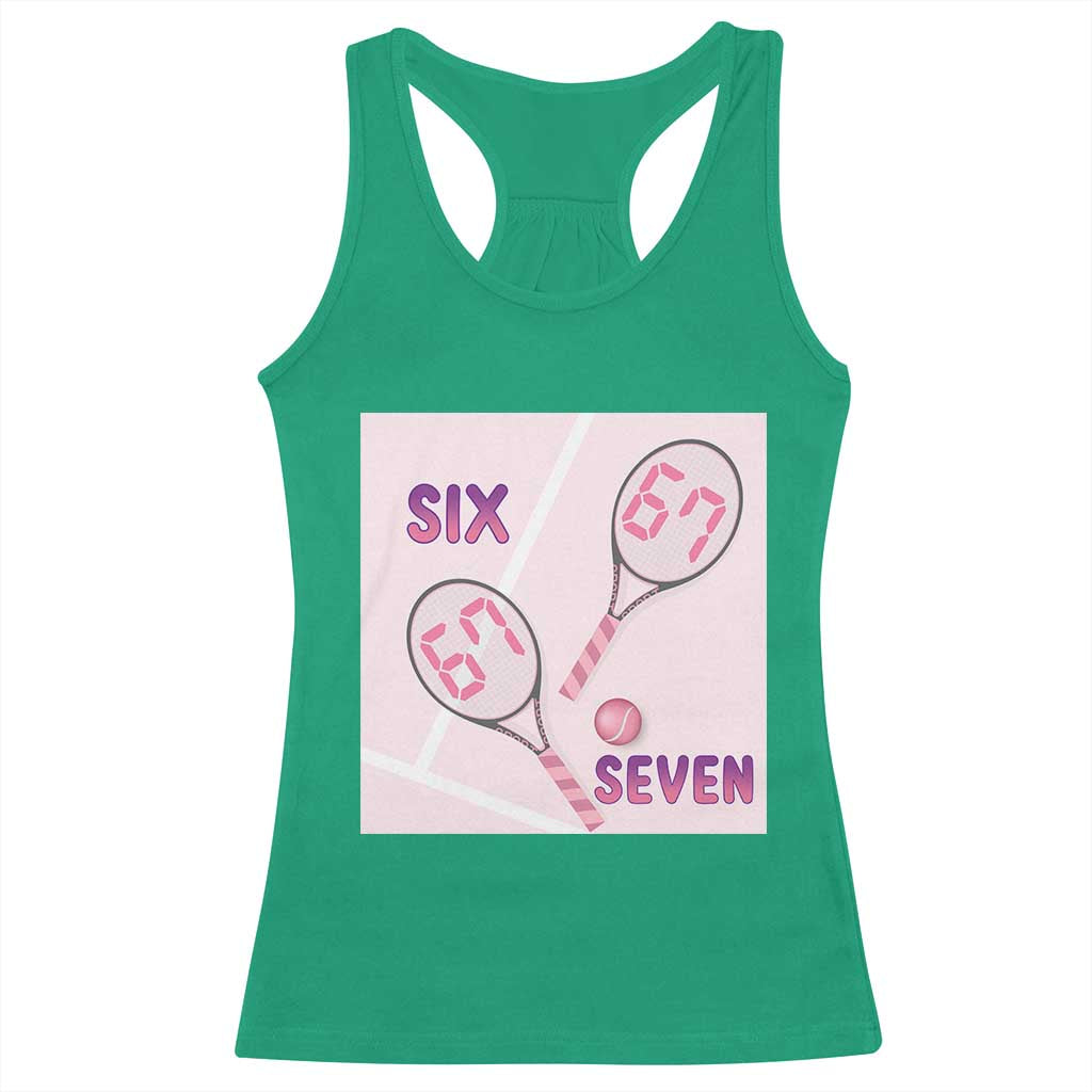 Funny Six Seven Tennis Meme Racerback Tank Top Valentine For Women - Wonder Print Shop