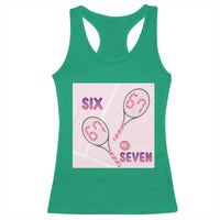 Funny Six Seven Tennis Meme Racerback Tank Top Valentine For Women - Wonder Print Shop