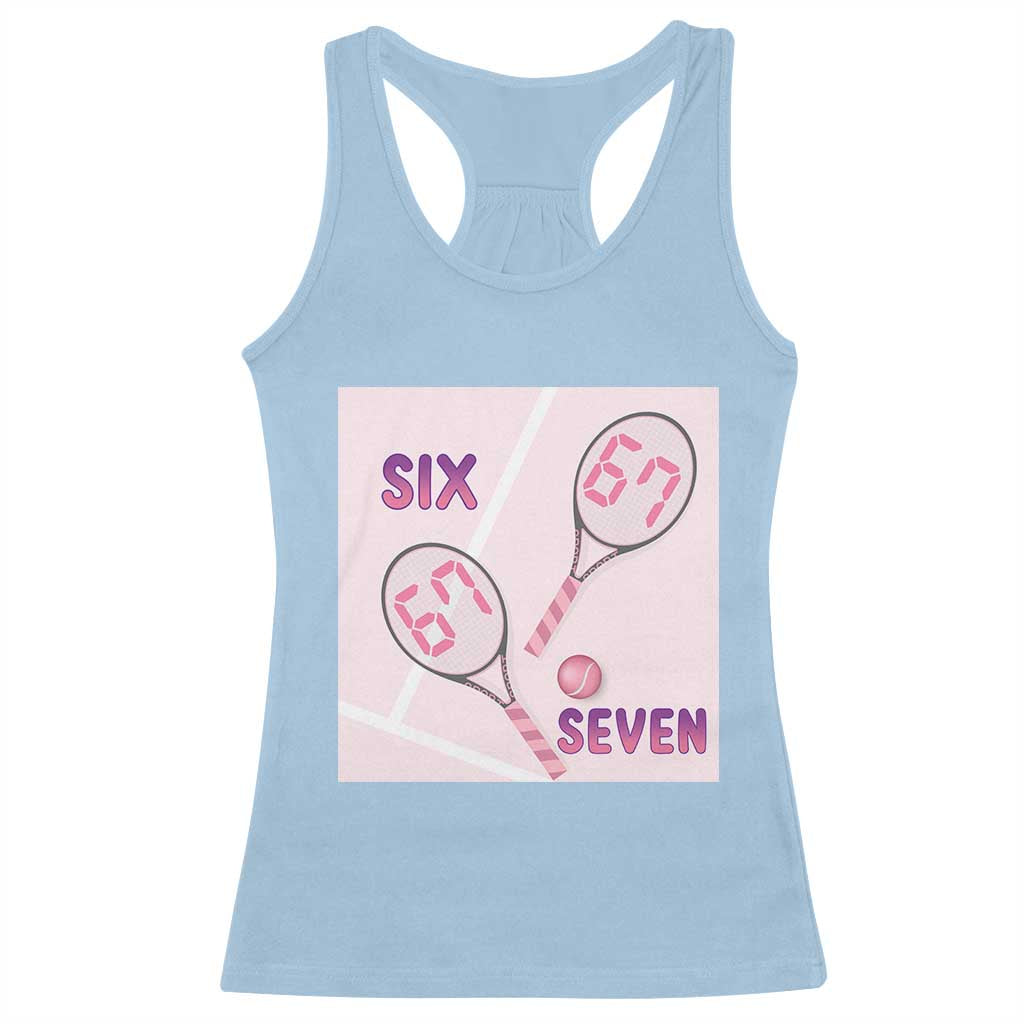 Funny Six Seven Tennis Meme Racerback Tank Top Valentine For Women - Wonder Print Shop