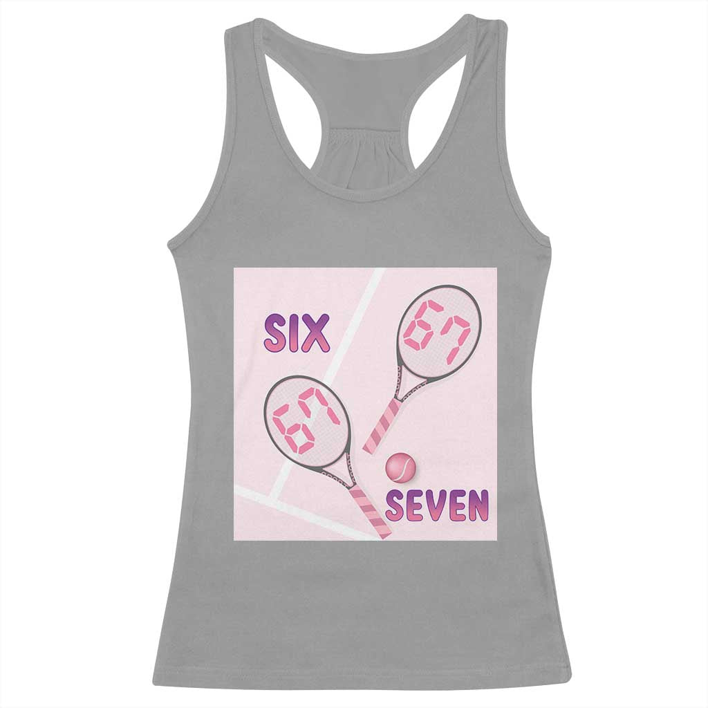 Funny Six Seven Tennis Meme Racerback Tank Top Valentine For Women - Wonder Print Shop