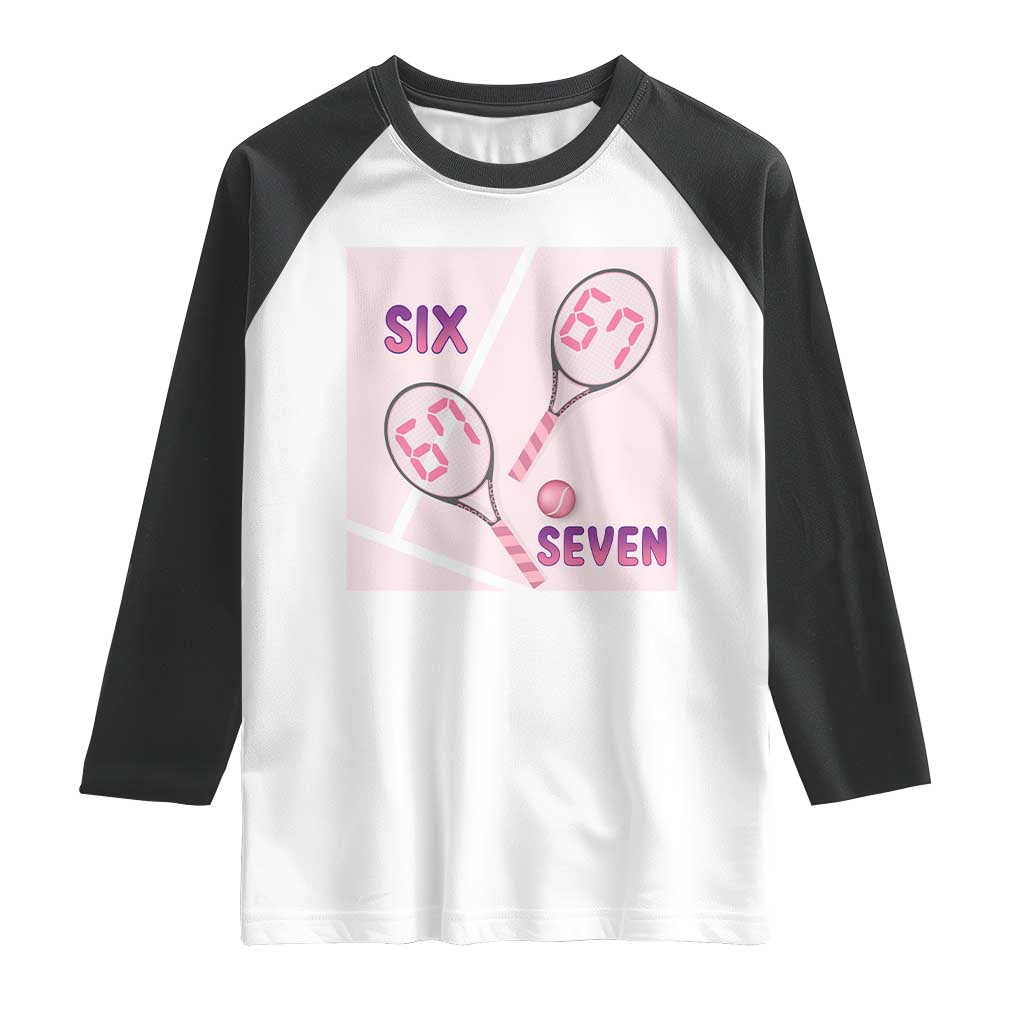 Funny Six Seven Tennis Meme Raglan Shirt Valentine For Women - Wonder Print Shop