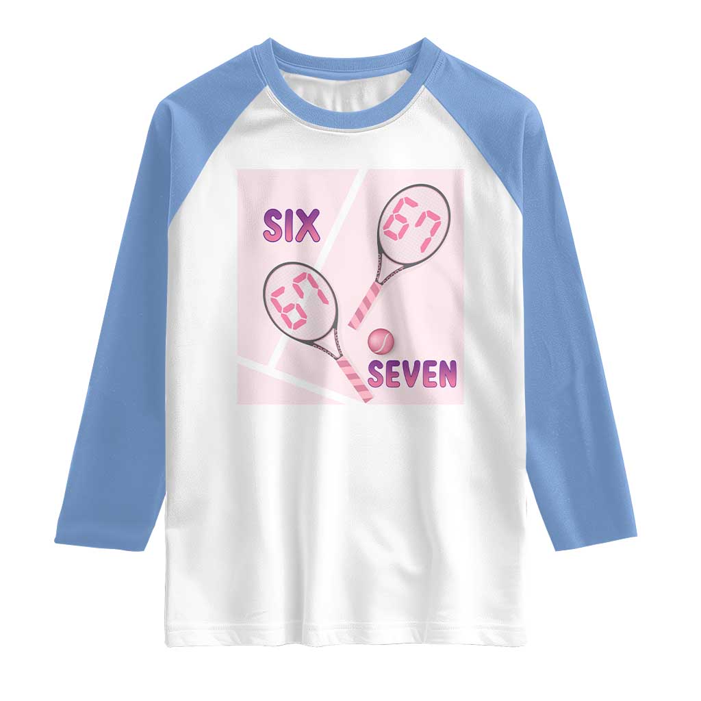 Funny Six Seven Tennis Meme Raglan Shirt Valentine For Women - Wonder Print Shop