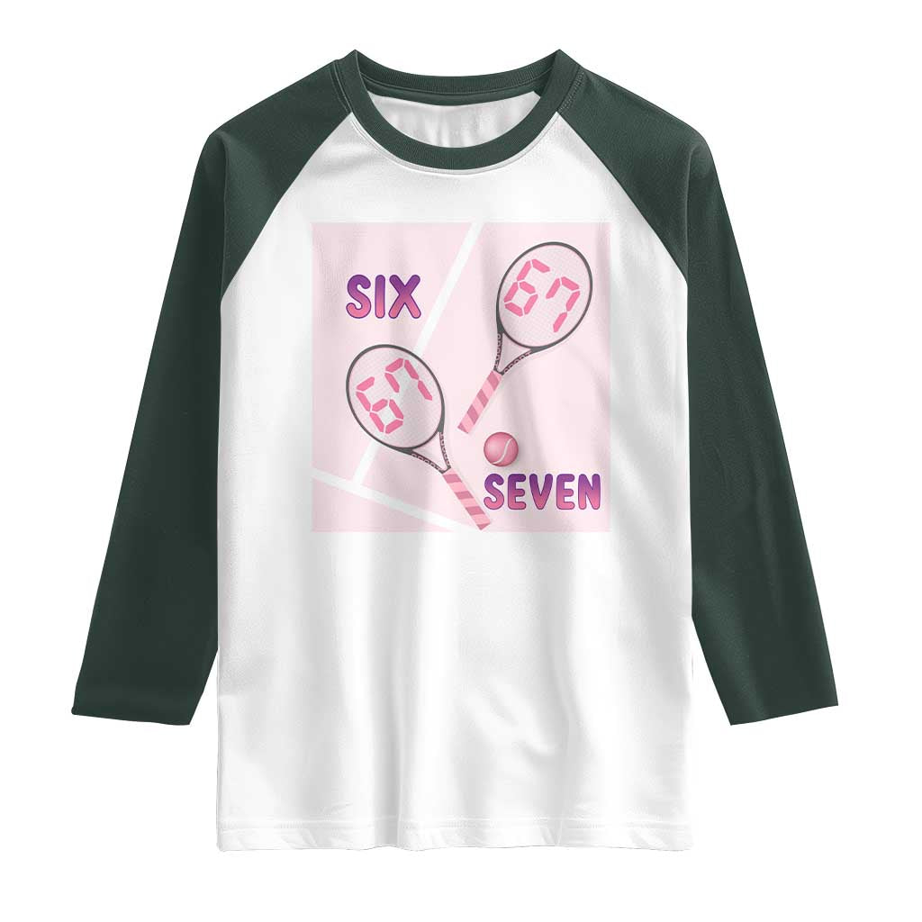 Funny Six Seven Tennis Meme Raglan Shirt Valentine For Women - Wonder Print Shop