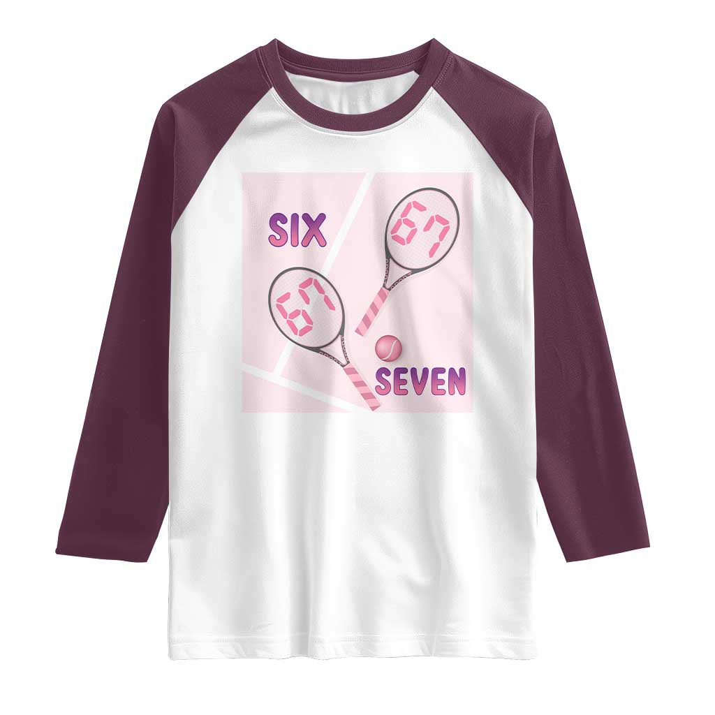 Funny Six Seven Tennis Meme Raglan Shirt Valentine For Women - Wonder Print Shop
