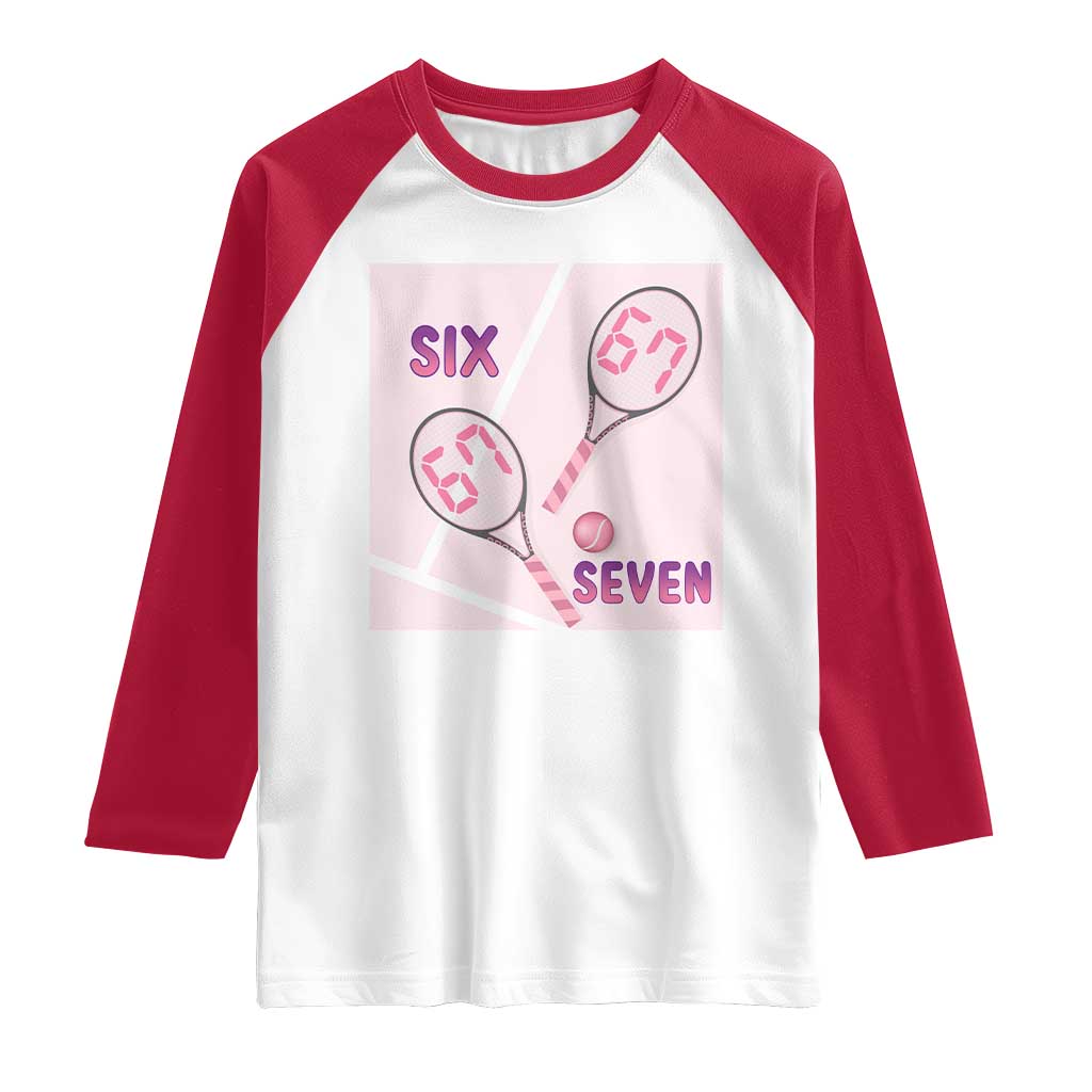 Funny Six Seven Tennis Meme Raglan Shirt Valentine For Women - Wonder Print Shop