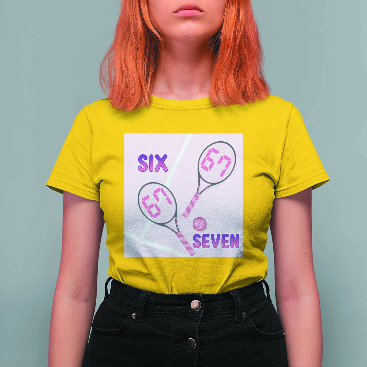 Funny Six Seven Tennis Meme T Shirt For Women Valentine For Women - Wonder Print Shop