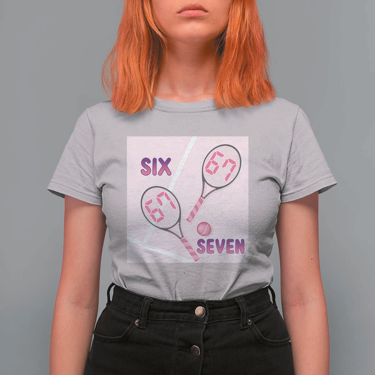 Funny Six Seven Tennis Meme T Shirt For Women Valentine For Women - Wonder Print Shop