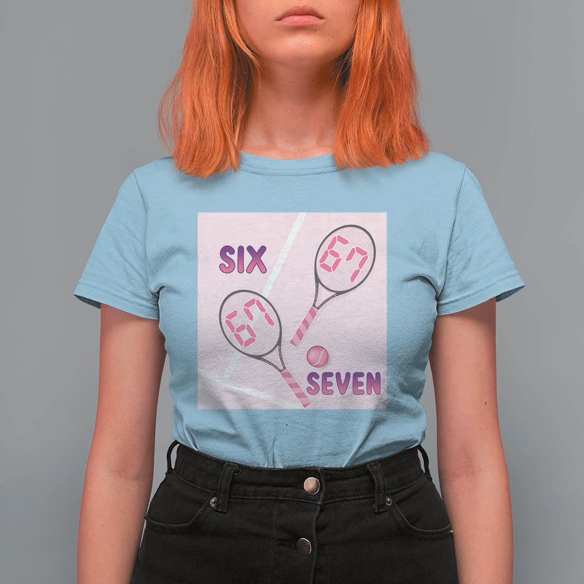 Funny Six Seven Tennis Meme T Shirt For Women Valentine For Women - Wonder Print Shop