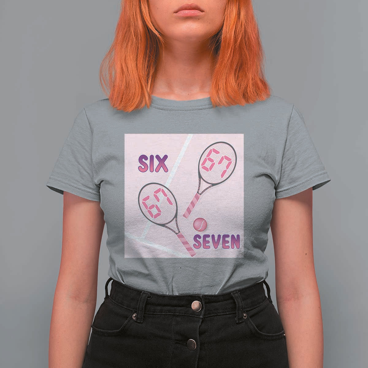 Funny Six Seven Tennis Meme T Shirt For Women Valentine For Women - Wonder Print Shop