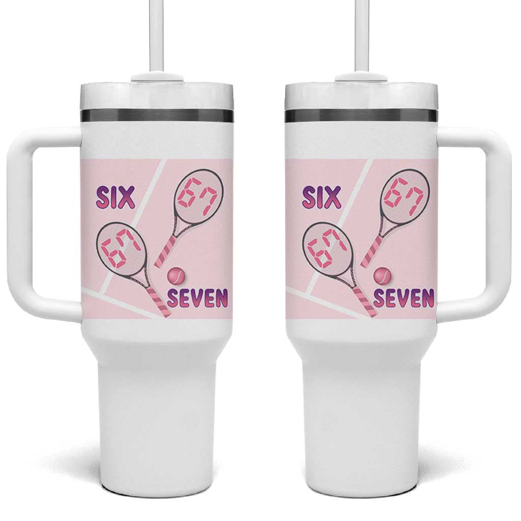 Funny Six Seven Tennis Meme Tumbler With Handle Valentine For Women - Wonder Print Shop